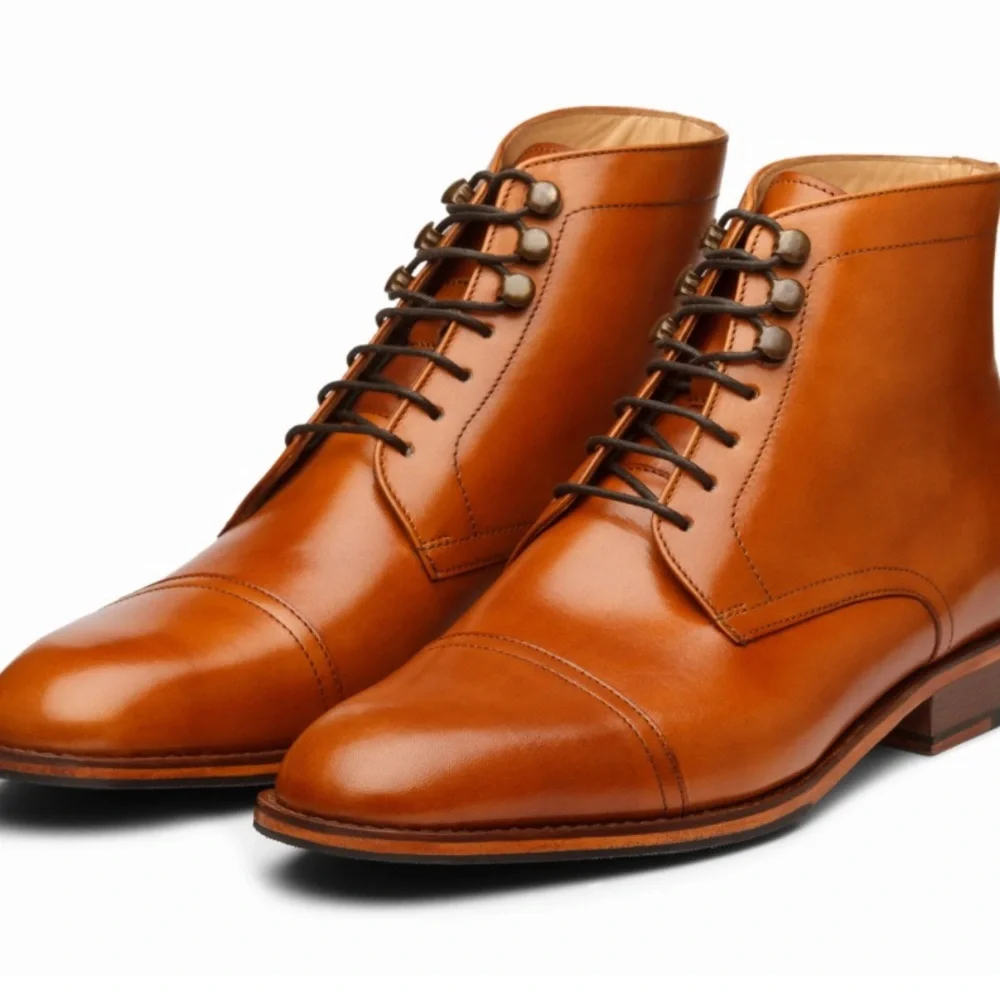 3DM Lifestyle Men's Toecap Derby‎ Boots Tan Leather Lace-Up Boots size 13